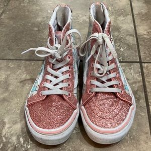 Gently Used Little Girls High-Top Glitter/Narwal VANS Size: 13